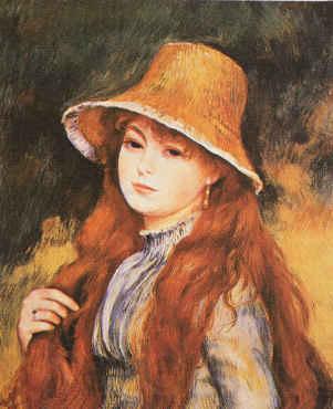 Pierre Renoir Girl and Golden Hat Norge oil painting art